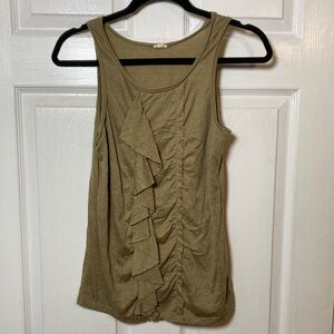J. Crew XS Olive Ruffle Tank Top
